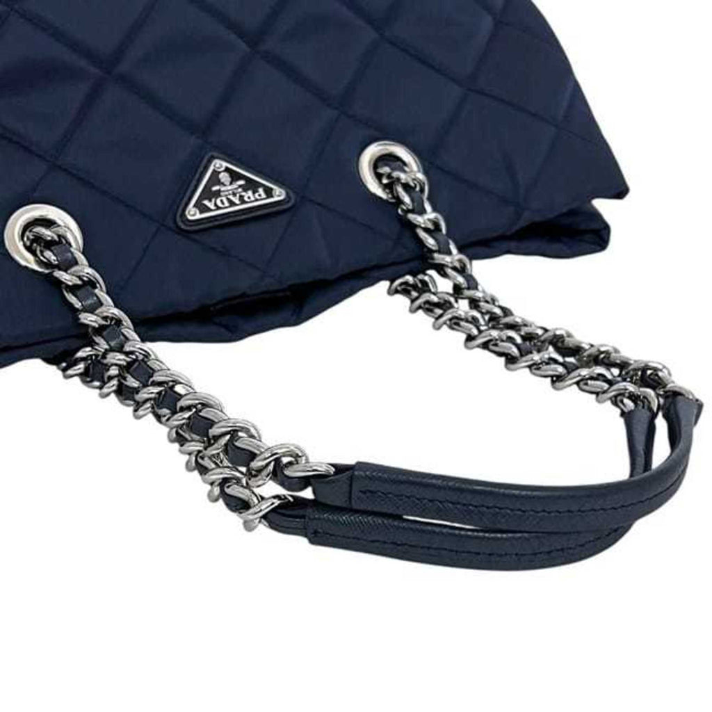 Prada Navy Nylon Saffiano Triangle Shoulder Bag Tote Bag