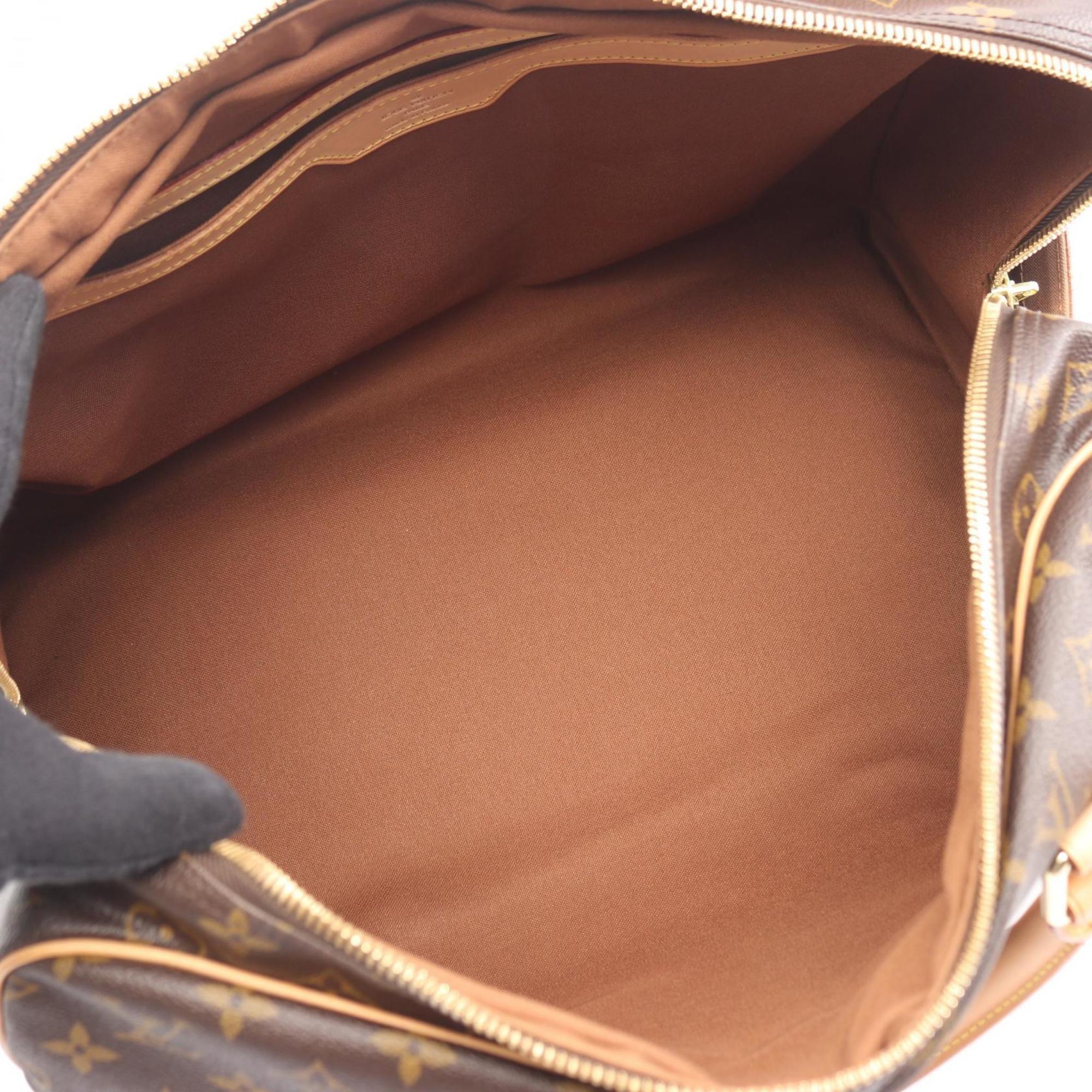 Louis Vuitton Brown Coated Canvas Leather Boston Bag