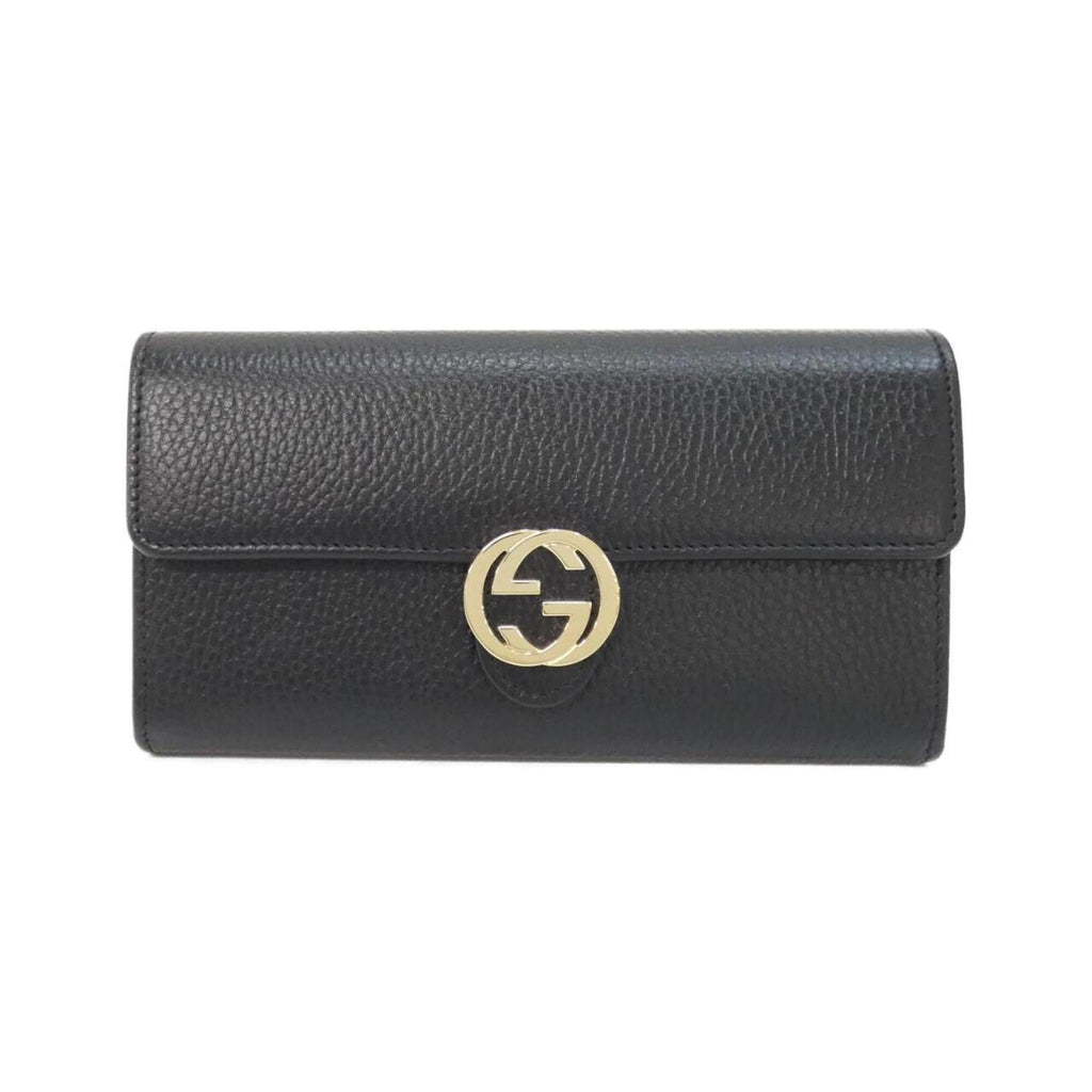 Gucci Black Leather Long Wallet (Bi-Fold) (Pre-Owned)