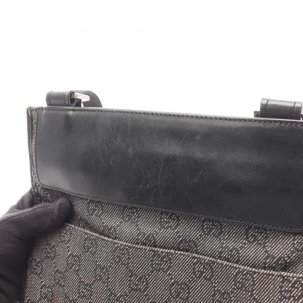 Gucci Black Denim Leather Handbag Shoulder Bag (Pre-Owned)