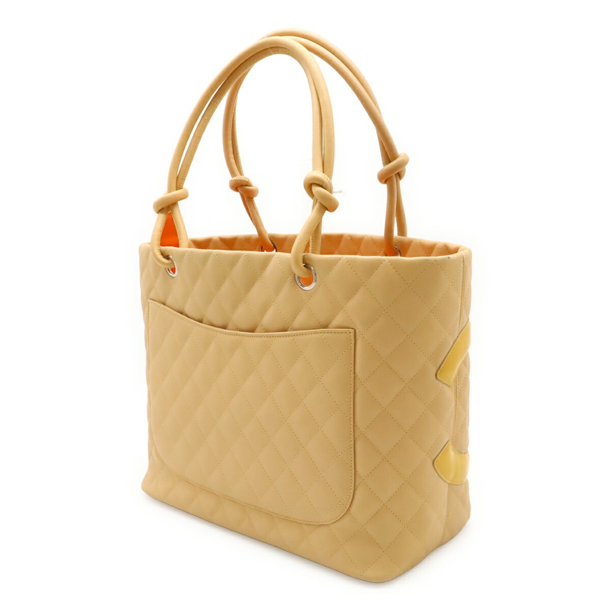 Chanel Beige Yellow Leather Shoulder Bag Tote Bag