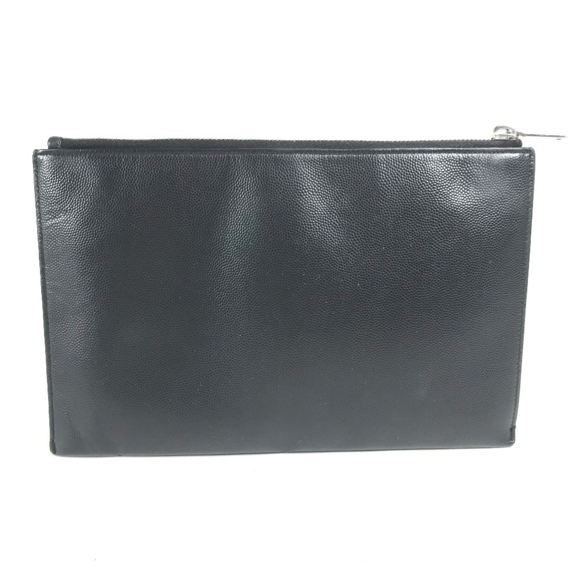 Saint Laurent Black Leather Clutch Bag Pouch (Pre-Owned)