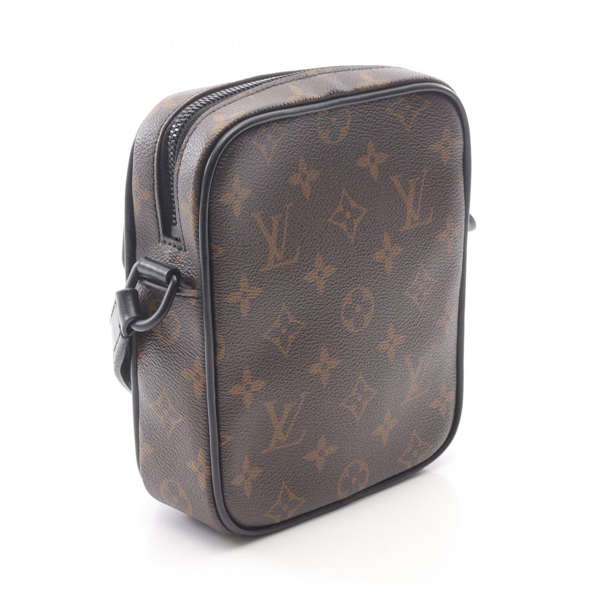 Louis Vuitton Black Brown Coated Canvas Leather Shoulder Bag