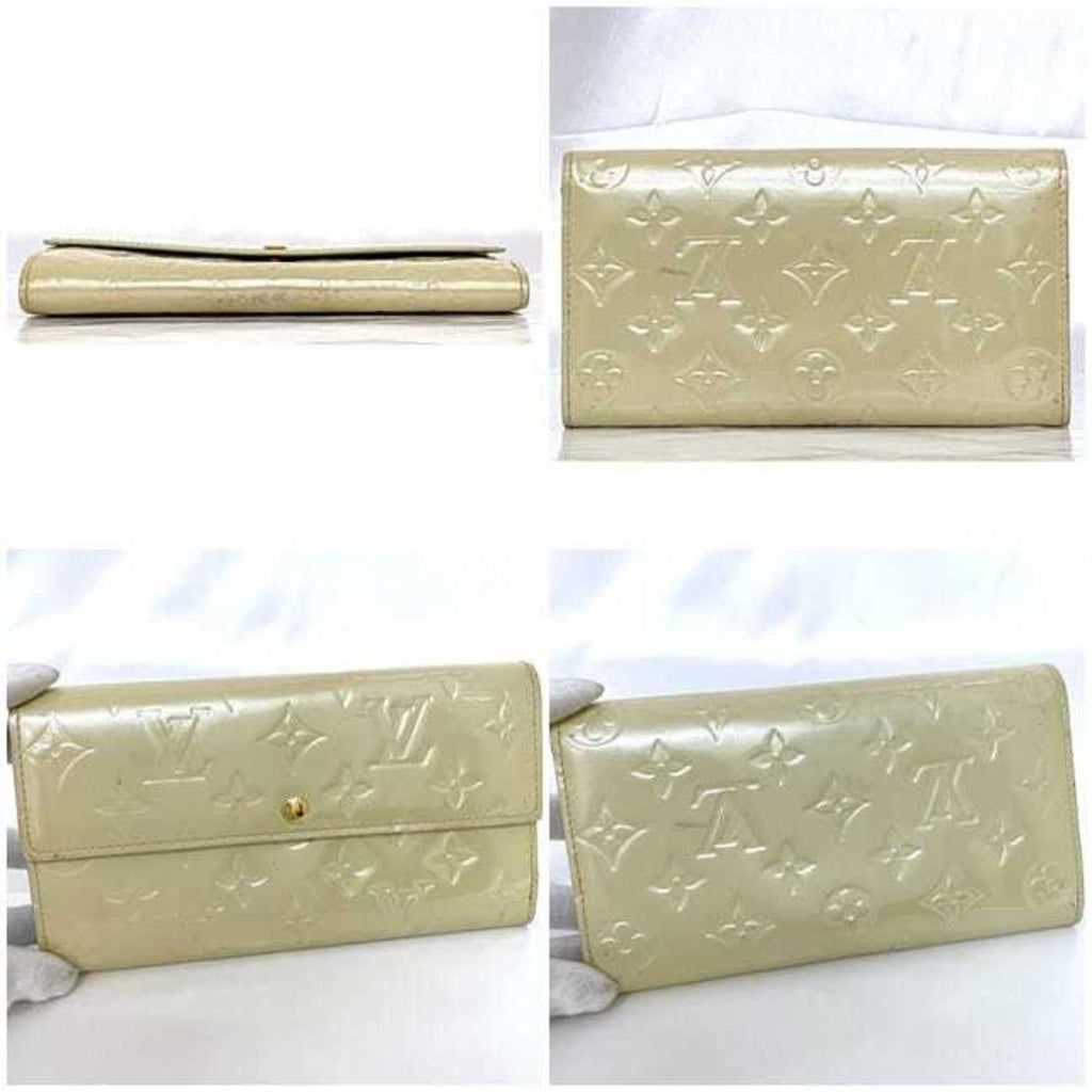 Louis Vuitton Beige Blanc Corail Vernis Leather Long Wallet