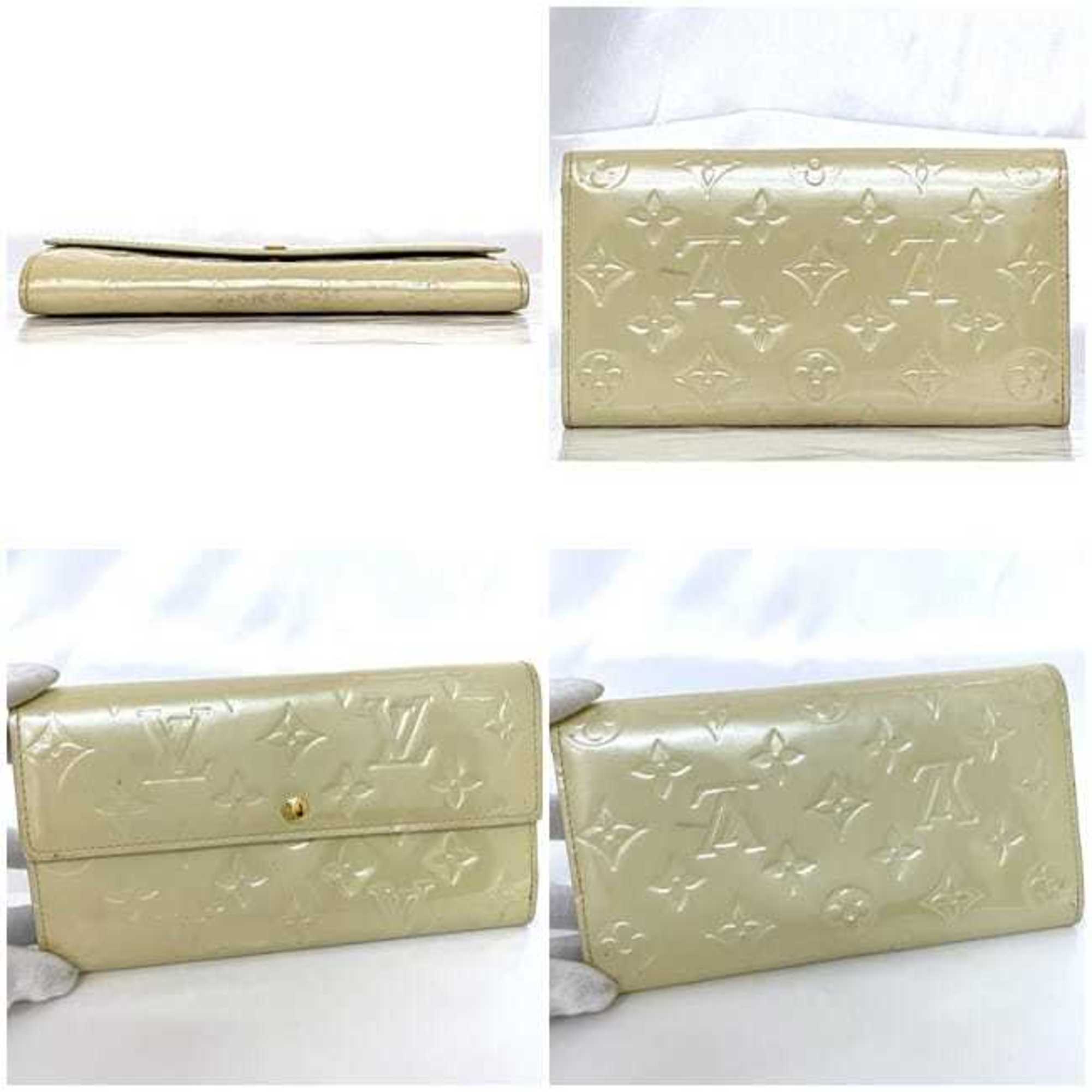 Louis Vuitton Beige Blanc Corail Vernis Leather Long Wallet