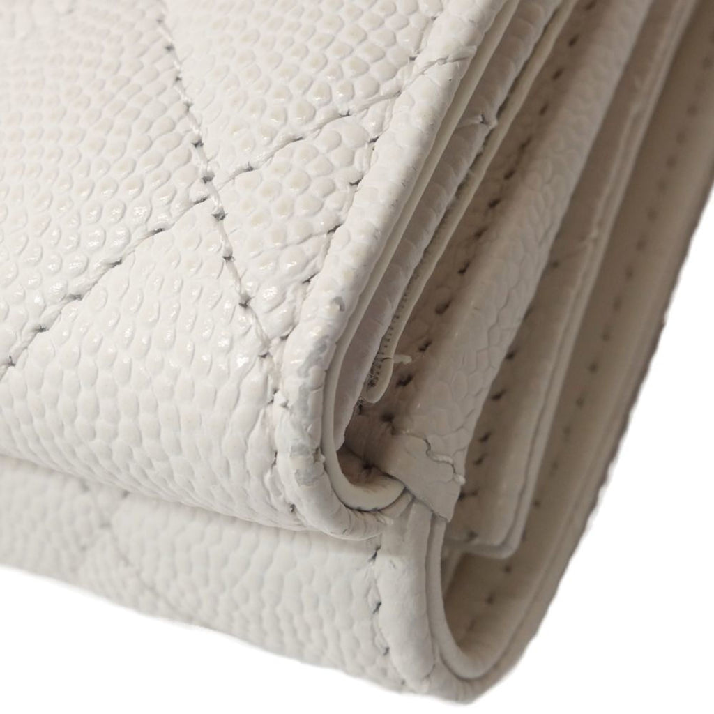 Chanel White Grained Calfskin Wallet (Tri-Fold)
