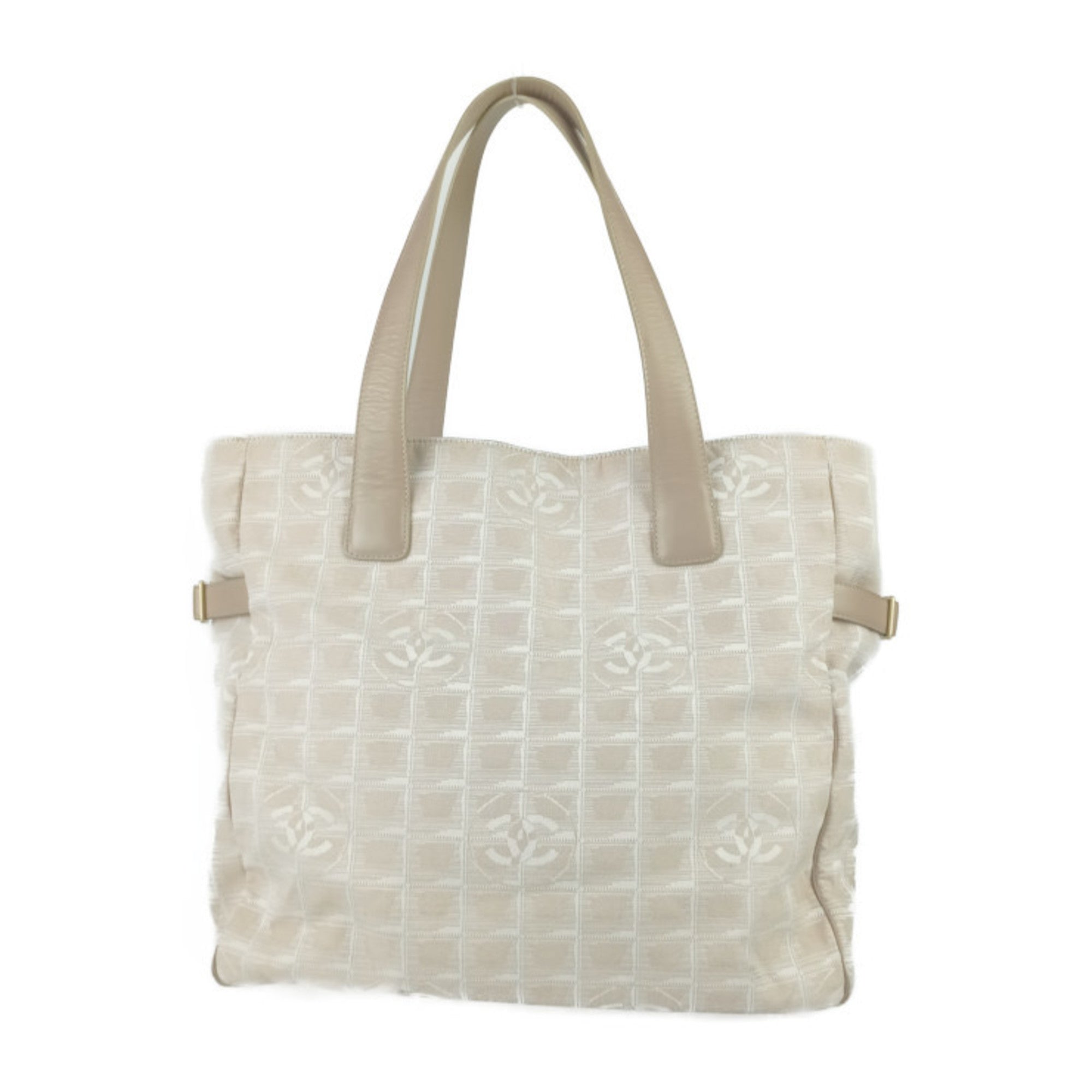 Chanel Beige Canvas Handbag Shoulder Bag Tote Bag
