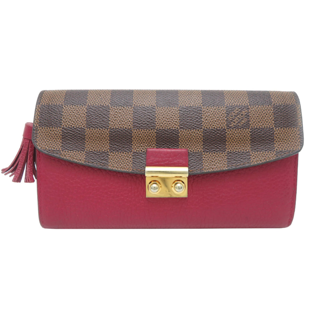 Louis Vuitton Red Color Damier Canvas Leather Long Wallet