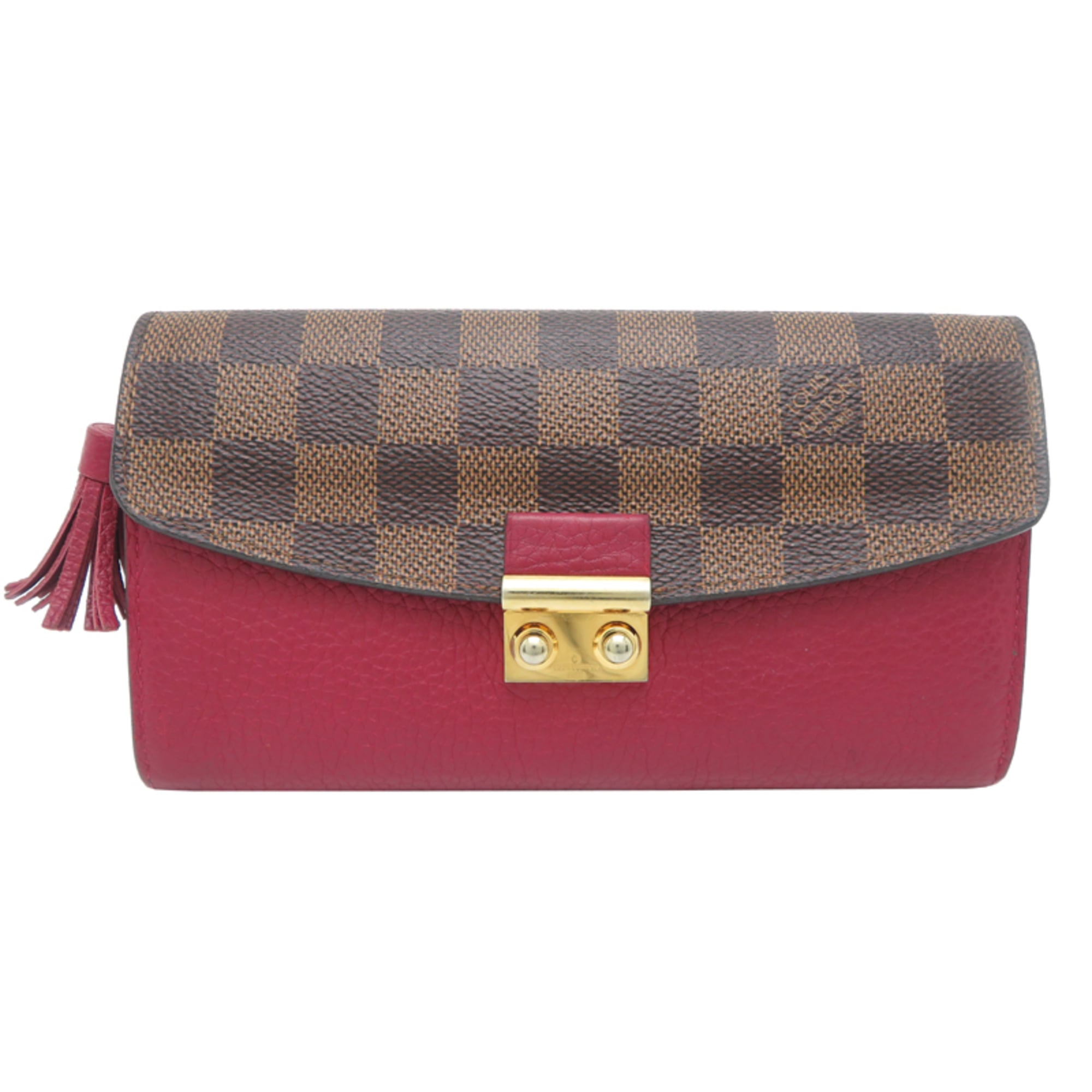 Louis Vuitton Red Color Damier Canvas Leather Long Wallet