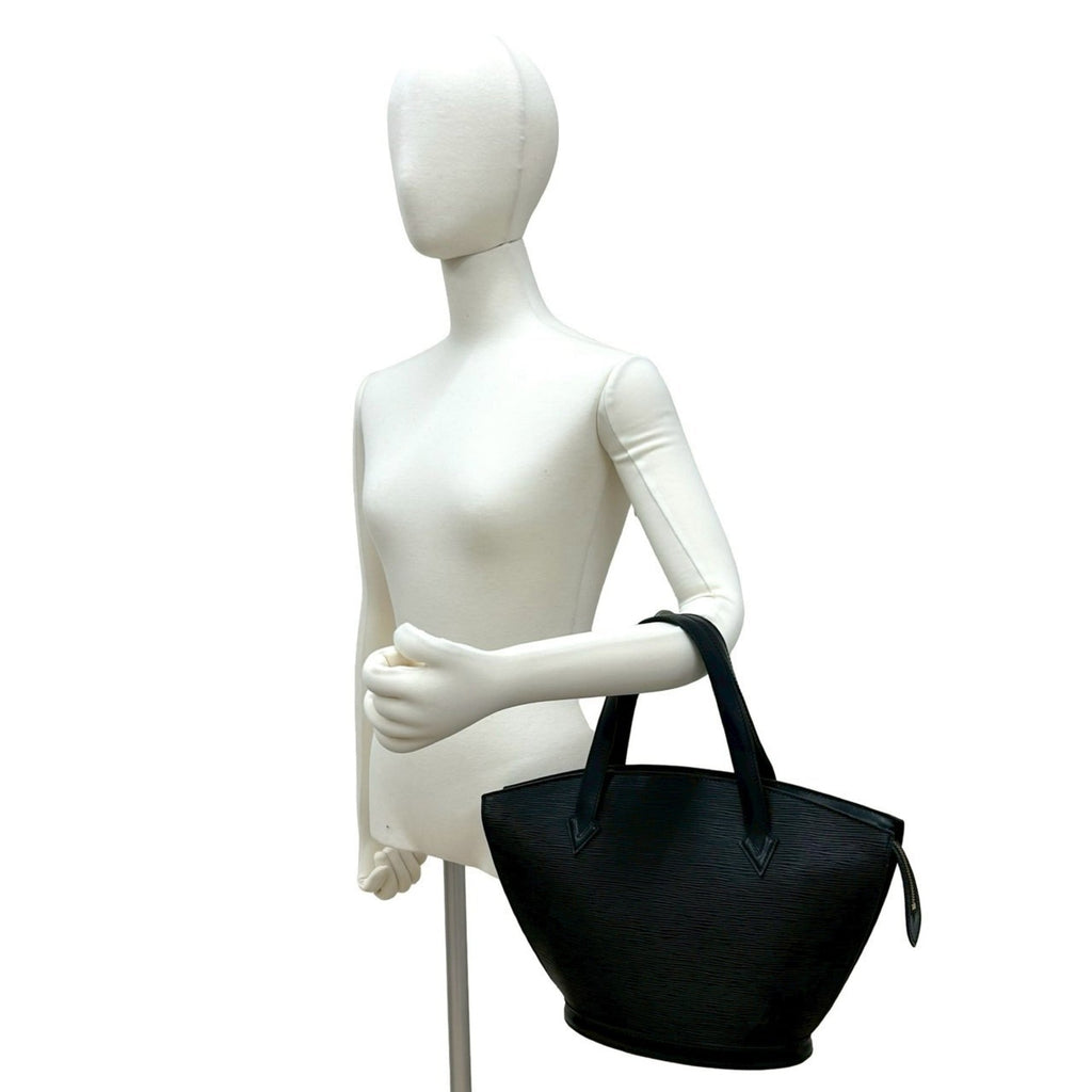 Louis Vuitton Black Leather Handbag Tote Bag