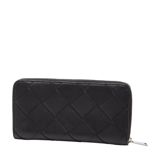 Bottega Veneta Black Intrecciato Leather Long Wallet (Bi-Fold)