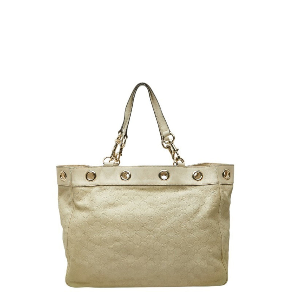 Gucci Beige Canvas Leather Handbag Tote Bag (Pre-Owned)