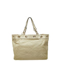 Gucci Beige Canvas Leather Handbag Tote Bag (Pre-Owned)
