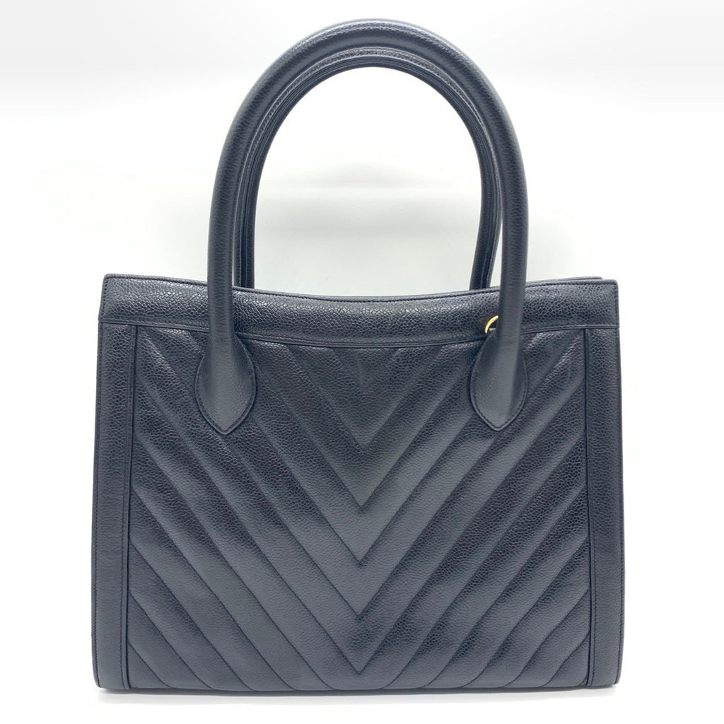 Chanel Black Grained Calfskin Handbag Tote Bag