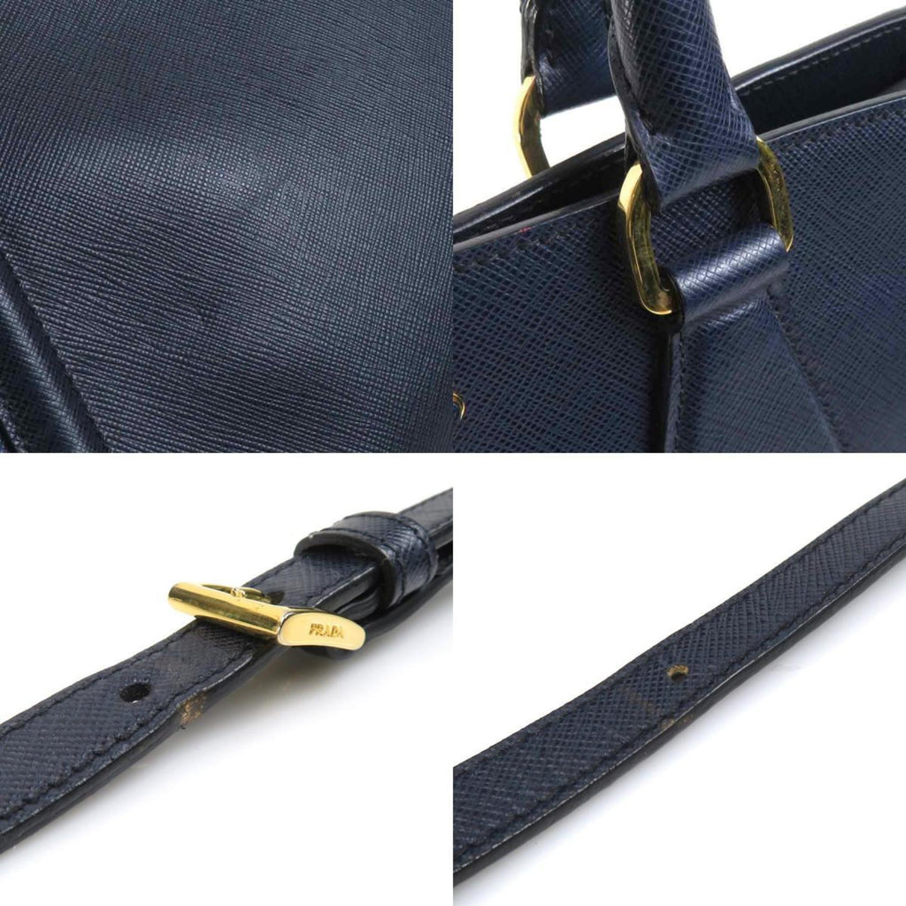 Prada Dark Blue Navy Leather Handbag Shoulder Bag