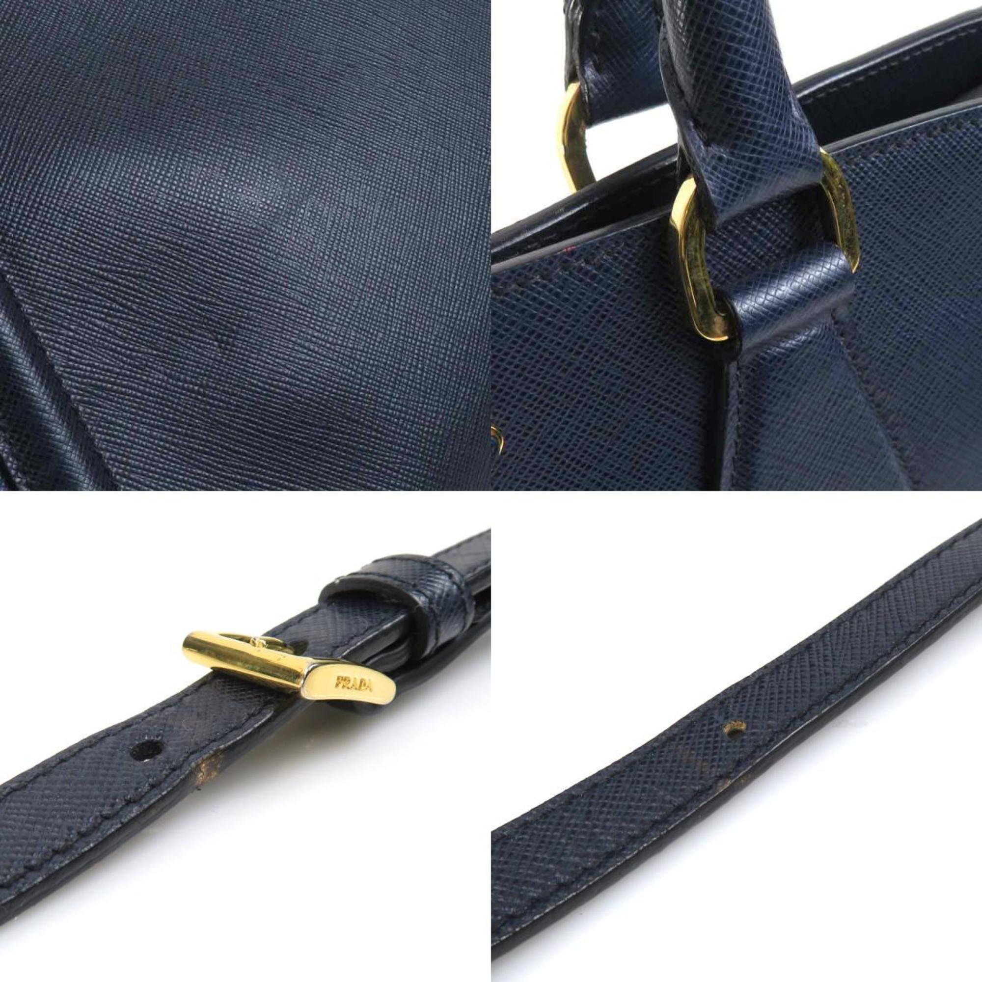 Prada Dark Blue Navy Leather Handbag Shoulder Bag