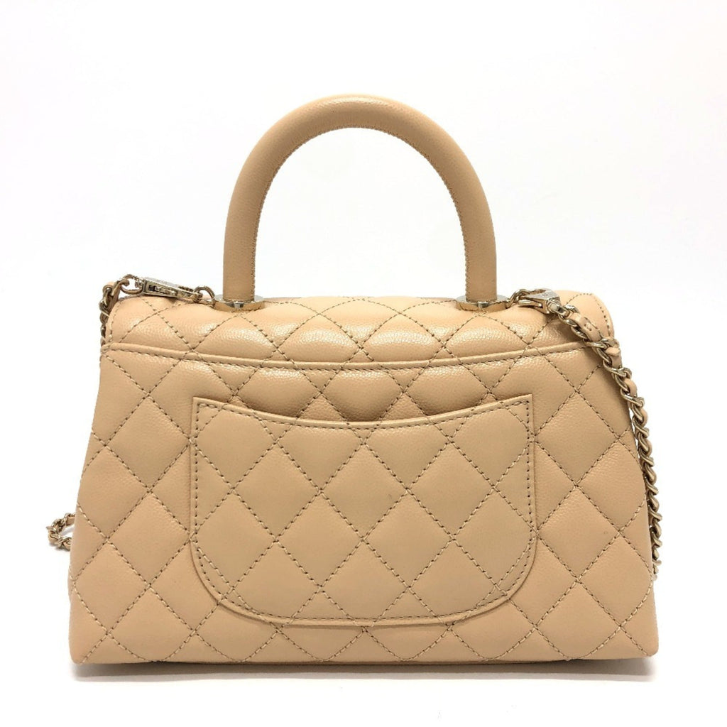 Chanel Beige Grained Calfskin Handbag Shoulder Bag