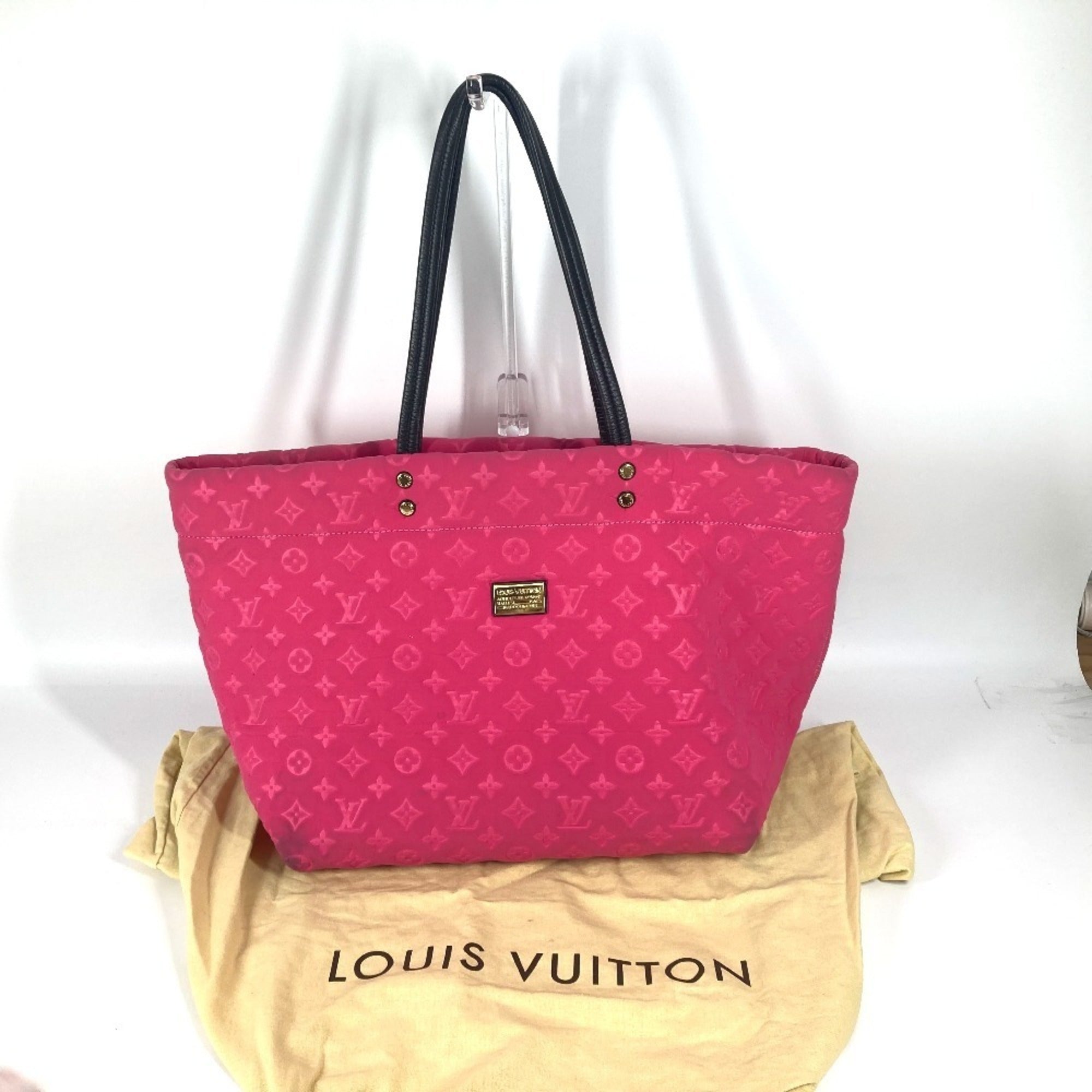 Louis Vuitton Black Pink Microfiber Shoulder Bag Tote Bag