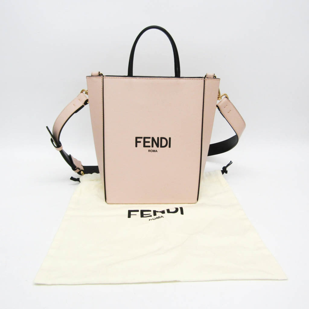 Fendi Black Light Beige Light Pink Leather Handbag Shoulder Bag