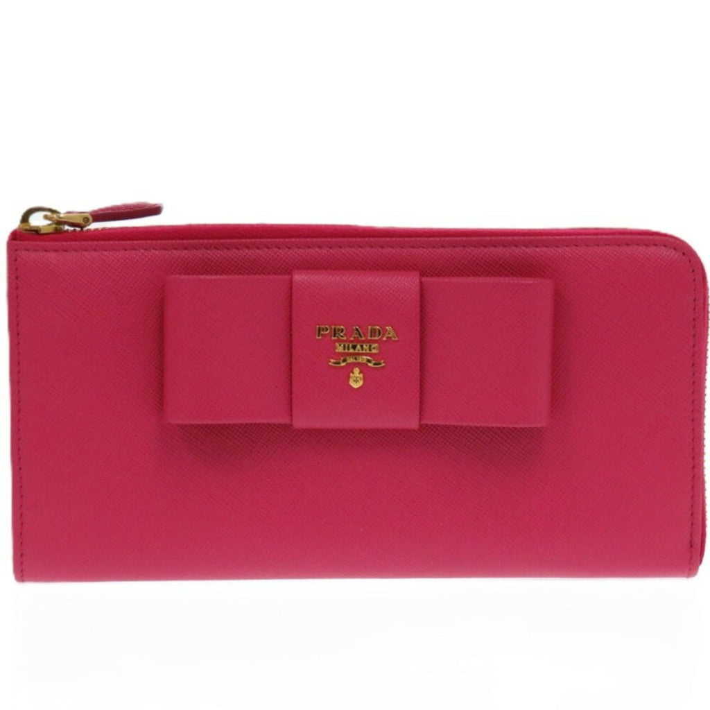 Prada Pink Leather Long Wallet (Bi-Fold)