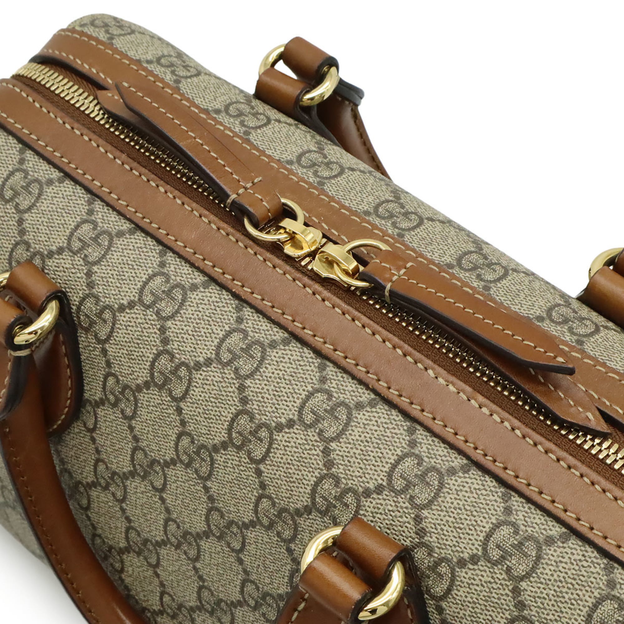 Gucci Beige Brown Gg Supreme Canvas Leather Handbag Shoulder Bag (Pre-Owned)