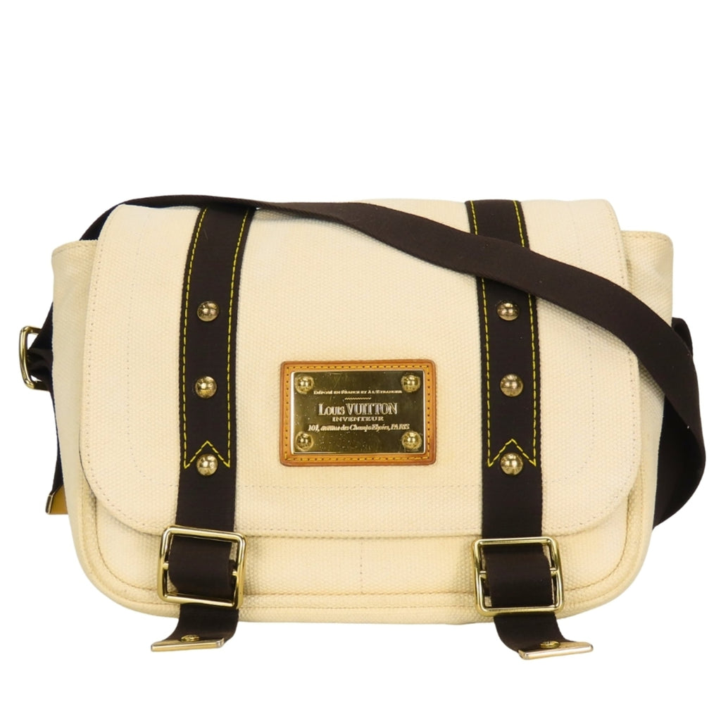 Louis Vuitton Brown Ecru Ivory Canvas Shoulder Bag