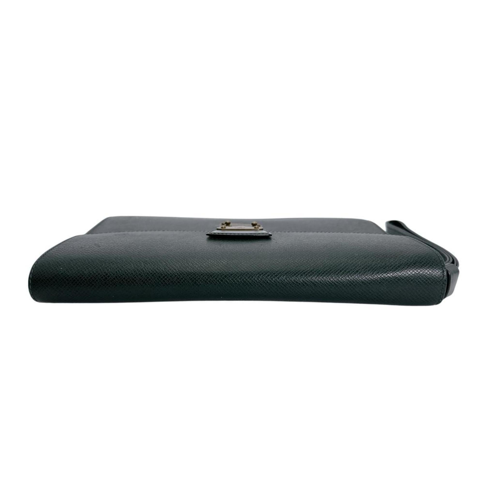 Louis Vuitton Episea Green Taiga Leather Clutch Bag