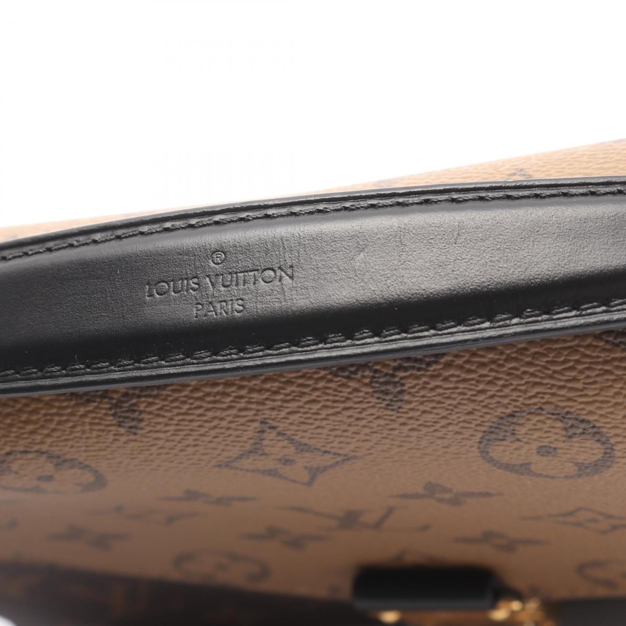 Louis Vuitton Black Brown Coated Canvas Monogram Reverse Pvc Leather Handbag Pochette