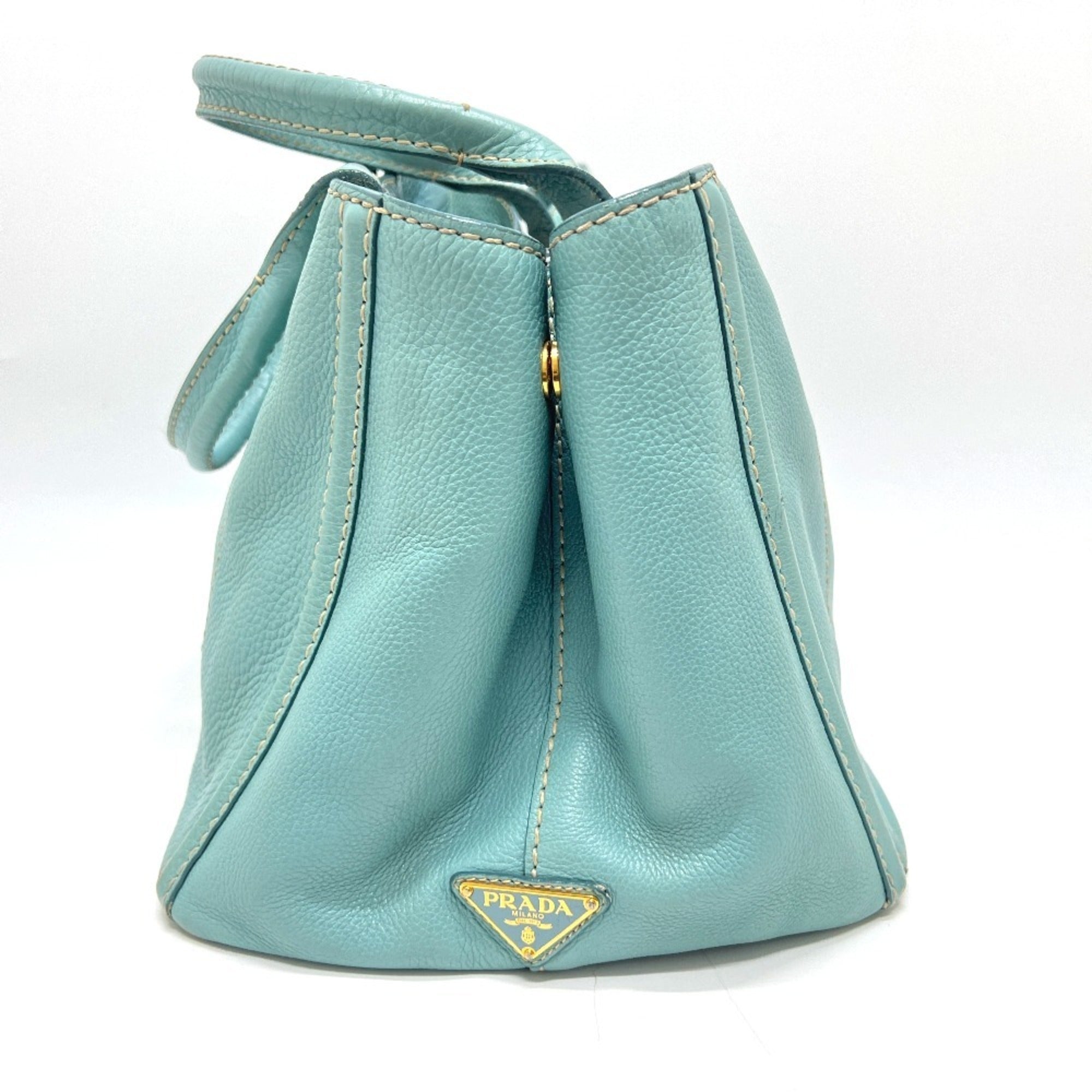 Prada Blue Canapa Handbag Tote Bag