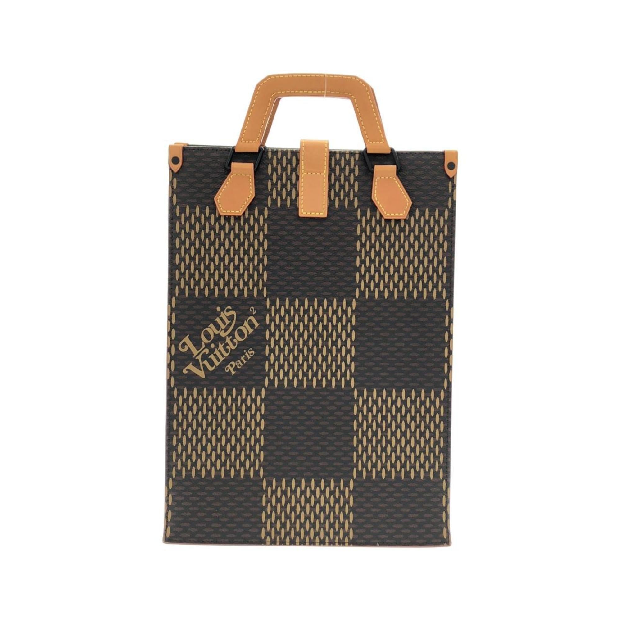Louis Vuitton Black Brown Coated Canvas Handbag