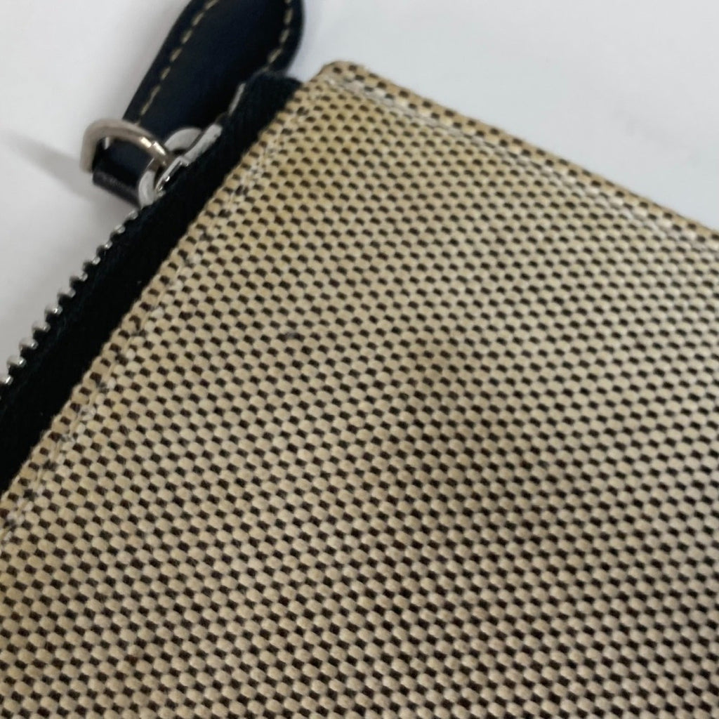 Burberry Black Gray Canvas Leather Clutch Bag Handbag