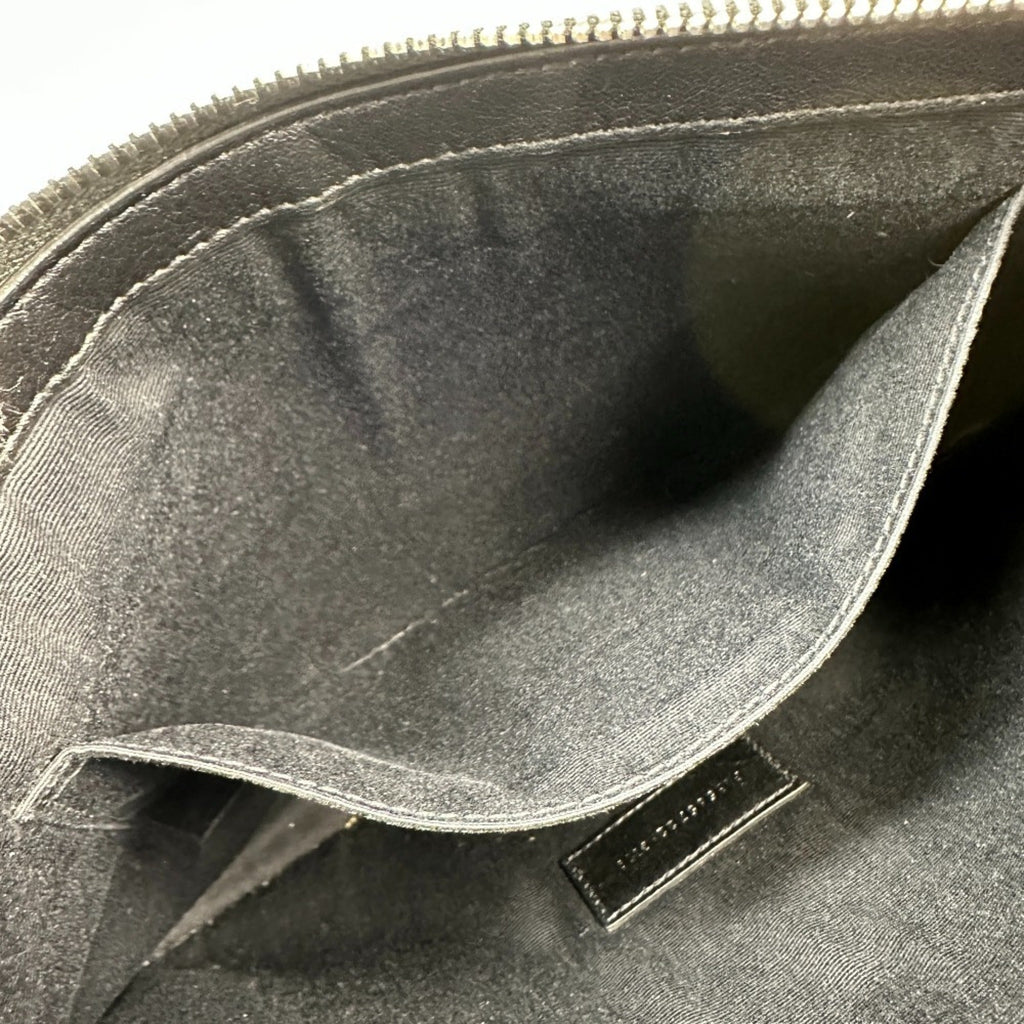 Saint Laurent Black Gray Coated Canvas Leather Clutch Bag Pouch (Pre-Owned)