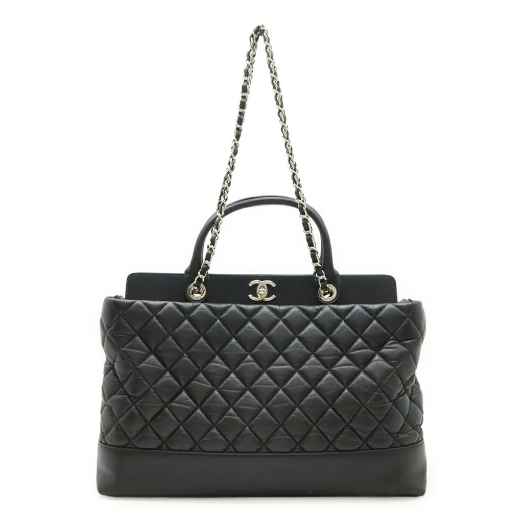 Chanel Matelasse Black Leather Shoulder Bag Tote Bag