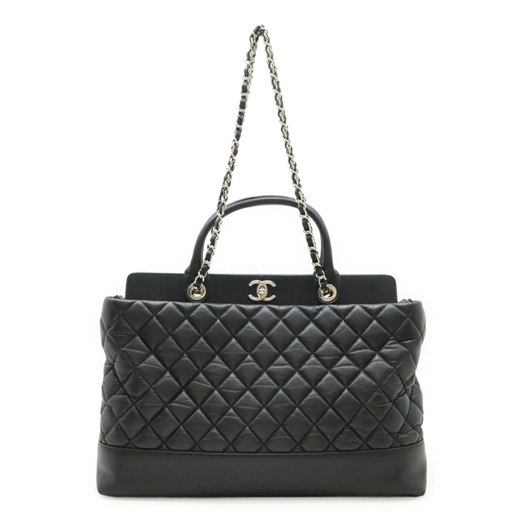Chanel Matelasse Black Leather Shoulder Bag Tote Bag