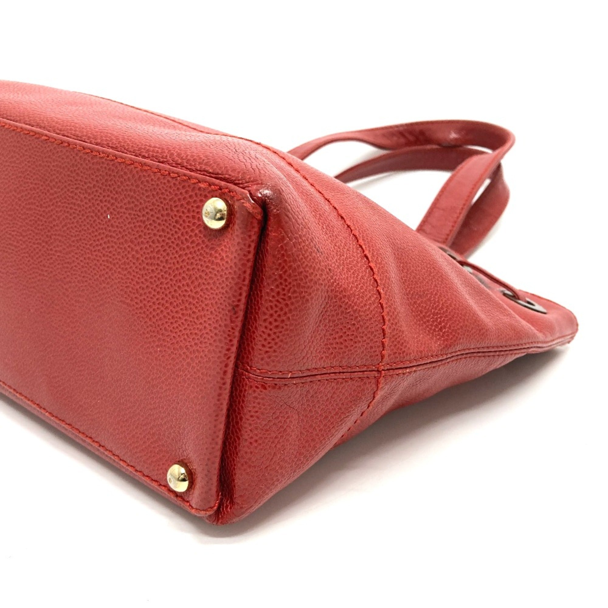 Chanel Red Leather Tote Bag