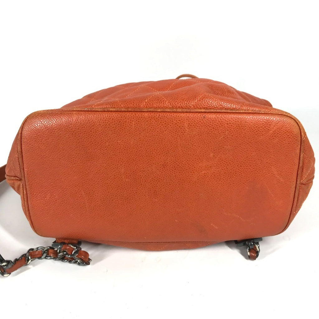 Chanel Orange Caviar Leather Backpack Shoulder Bag