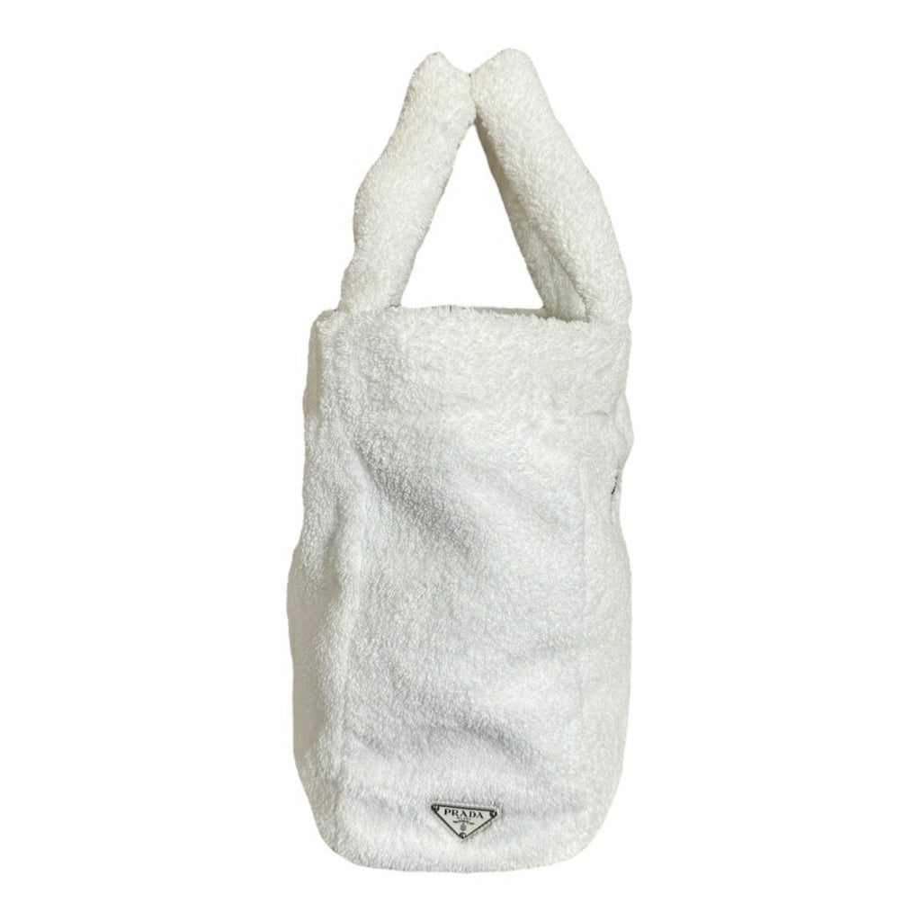 Prada White Pile Fabric Tote Bag