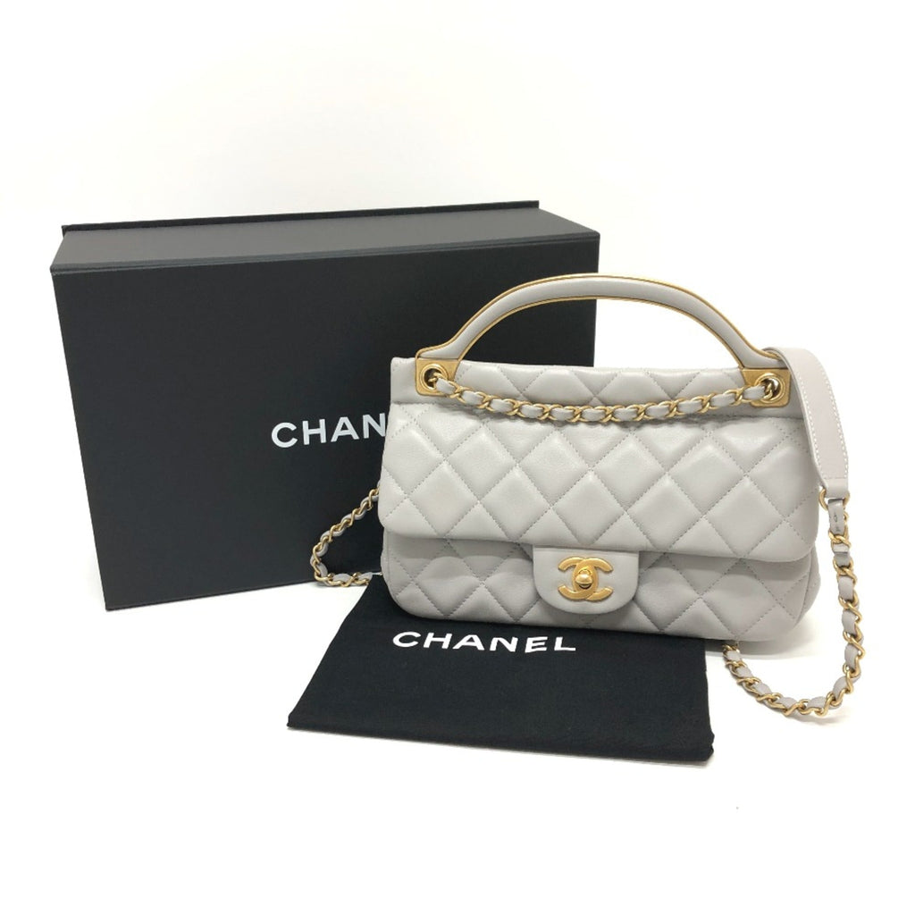 Chanel Gray Leather Shoulder Bag