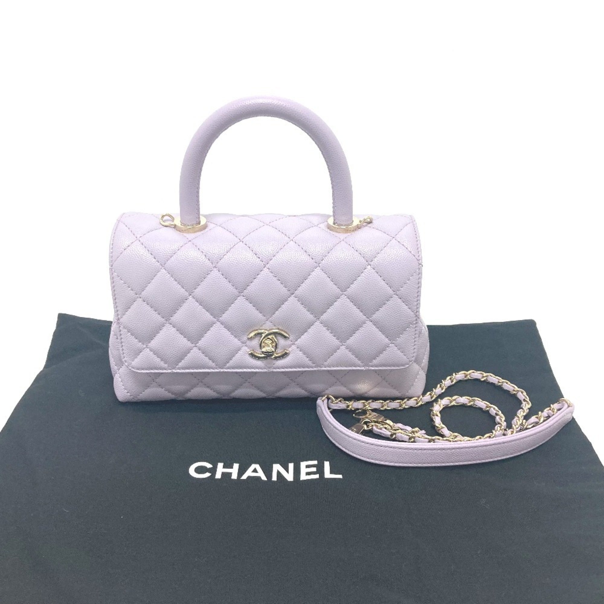 Chanel Purple Grained Calfskin Handbag Shoulder Bag