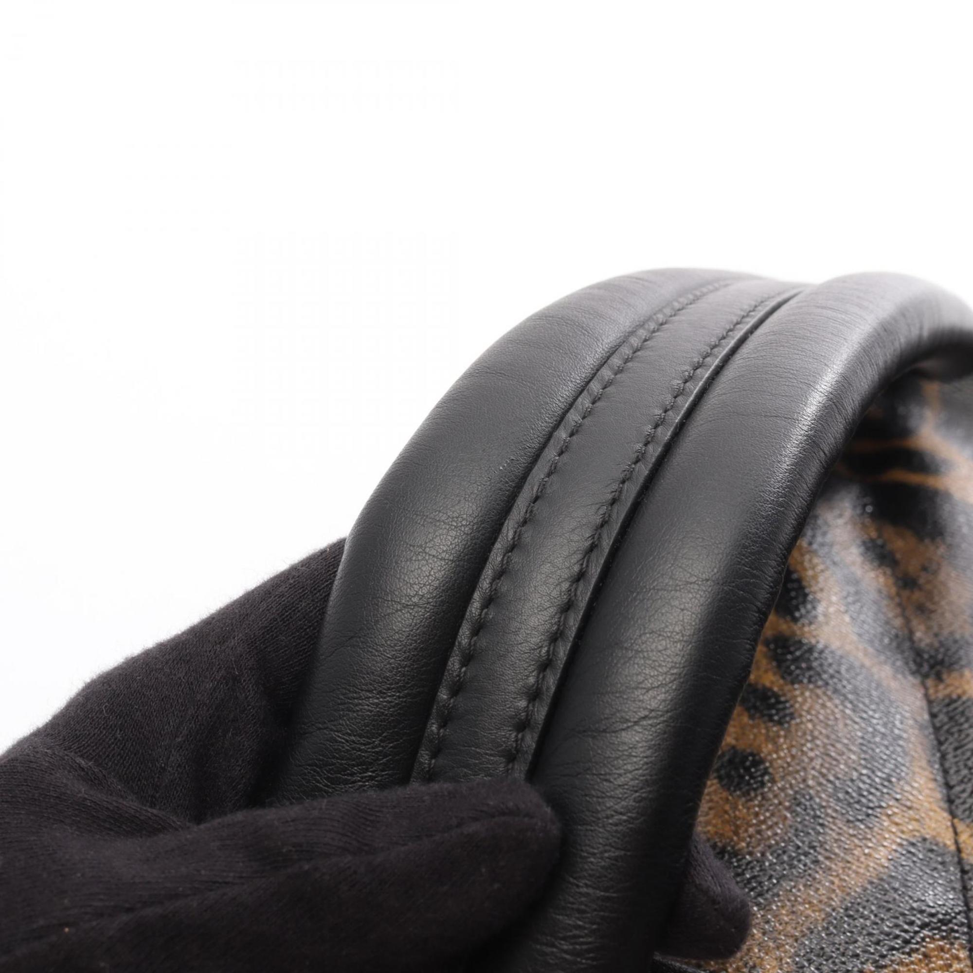 Louis Vuitton Black Brown Coated Canvas Leather Backpack