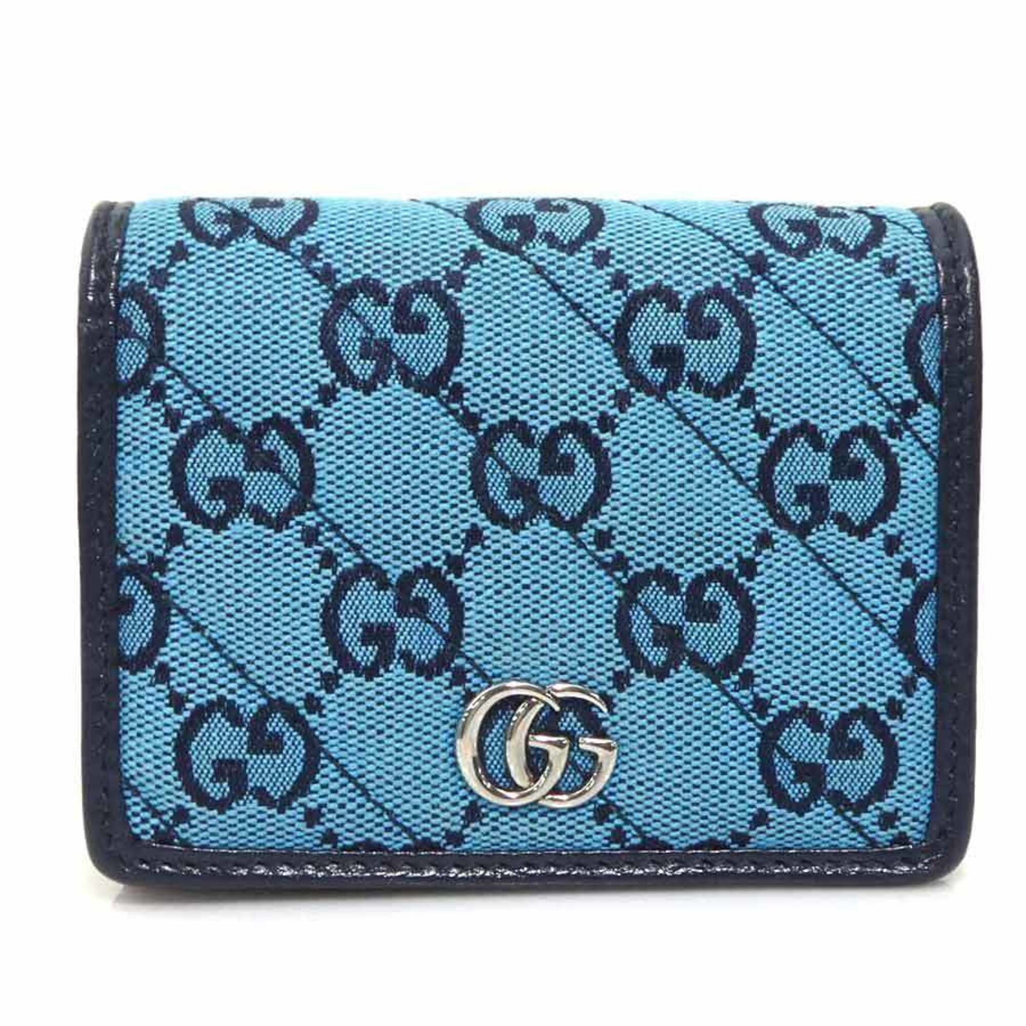 Gucci Blue Pink Gg Canvas Wallet (Bi-Fold) (Pre-Owned)