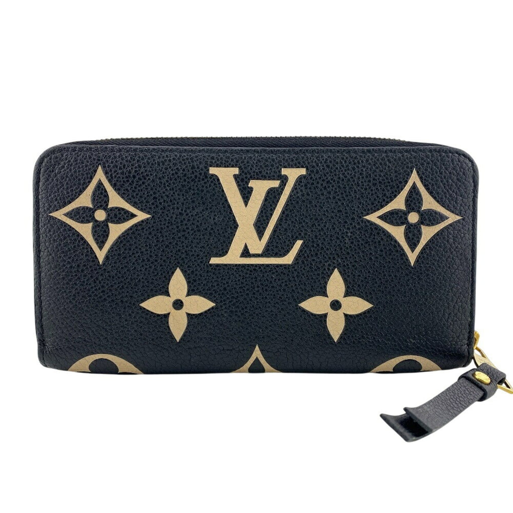 Louis Vuitton Beige Black Leather Long Wallet
