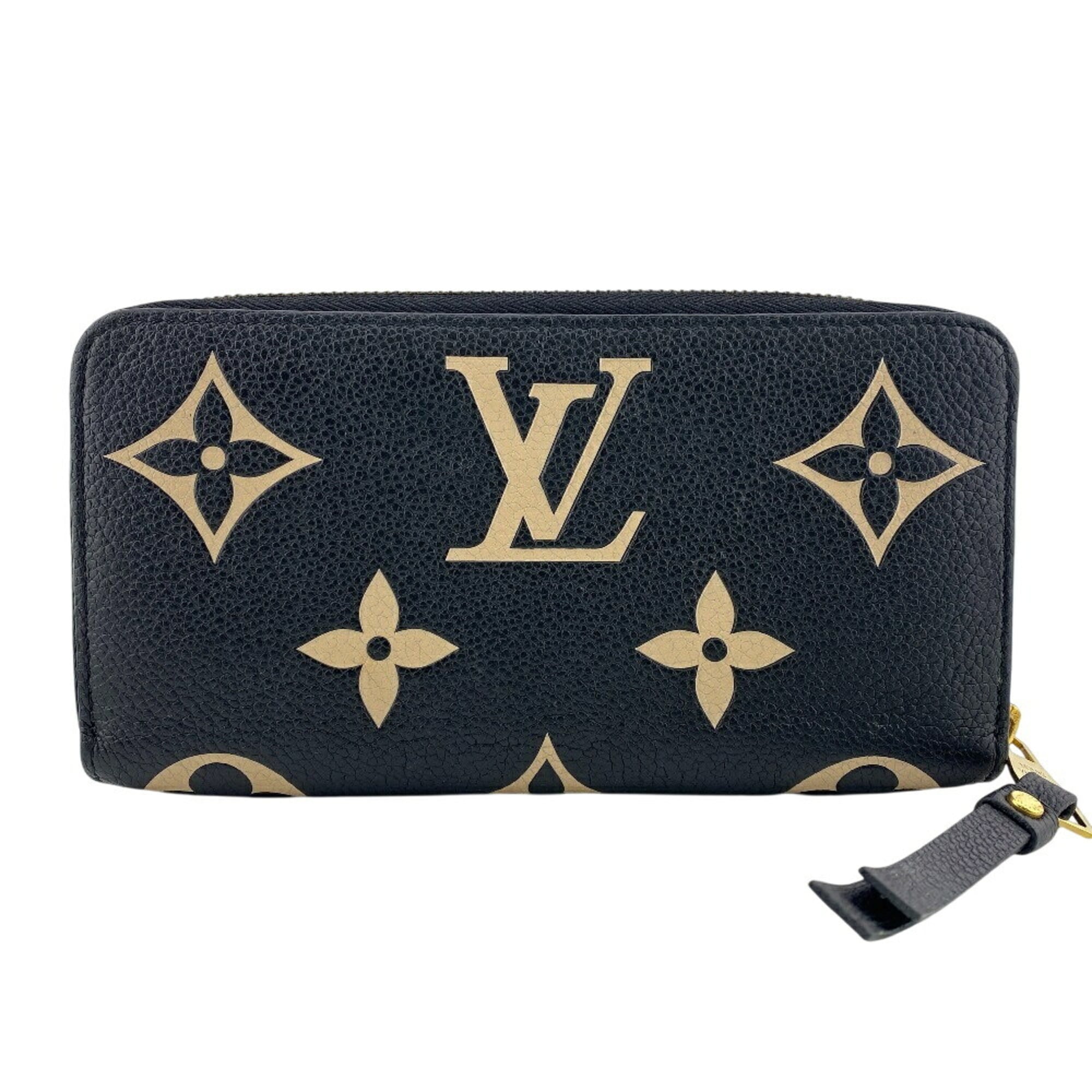 Louis Vuitton Beige Black Leather Long Wallet