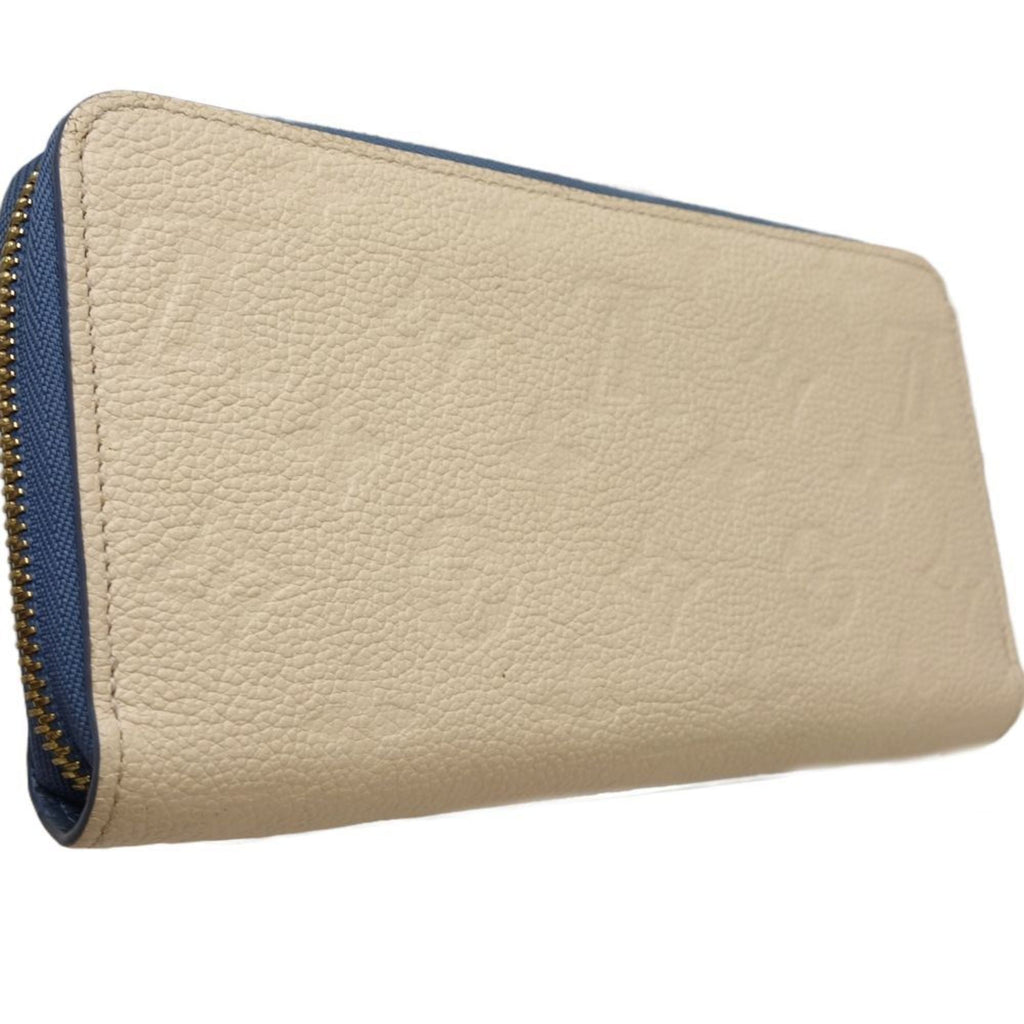 Louis Vuitton Blue Jean Cream Leather Long Wallet