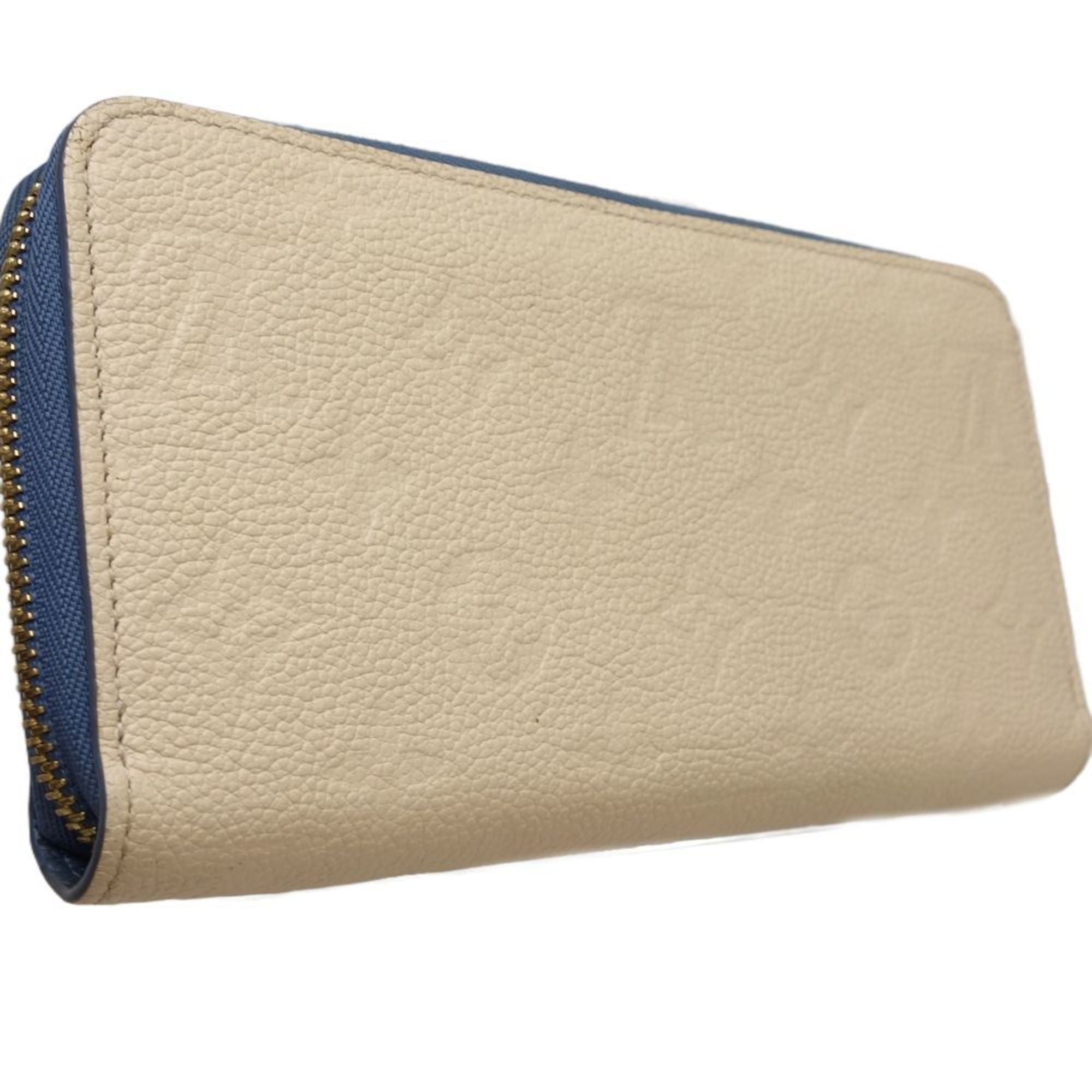 Louis Vuitton Blue Jean Cream Leather Long Wallet