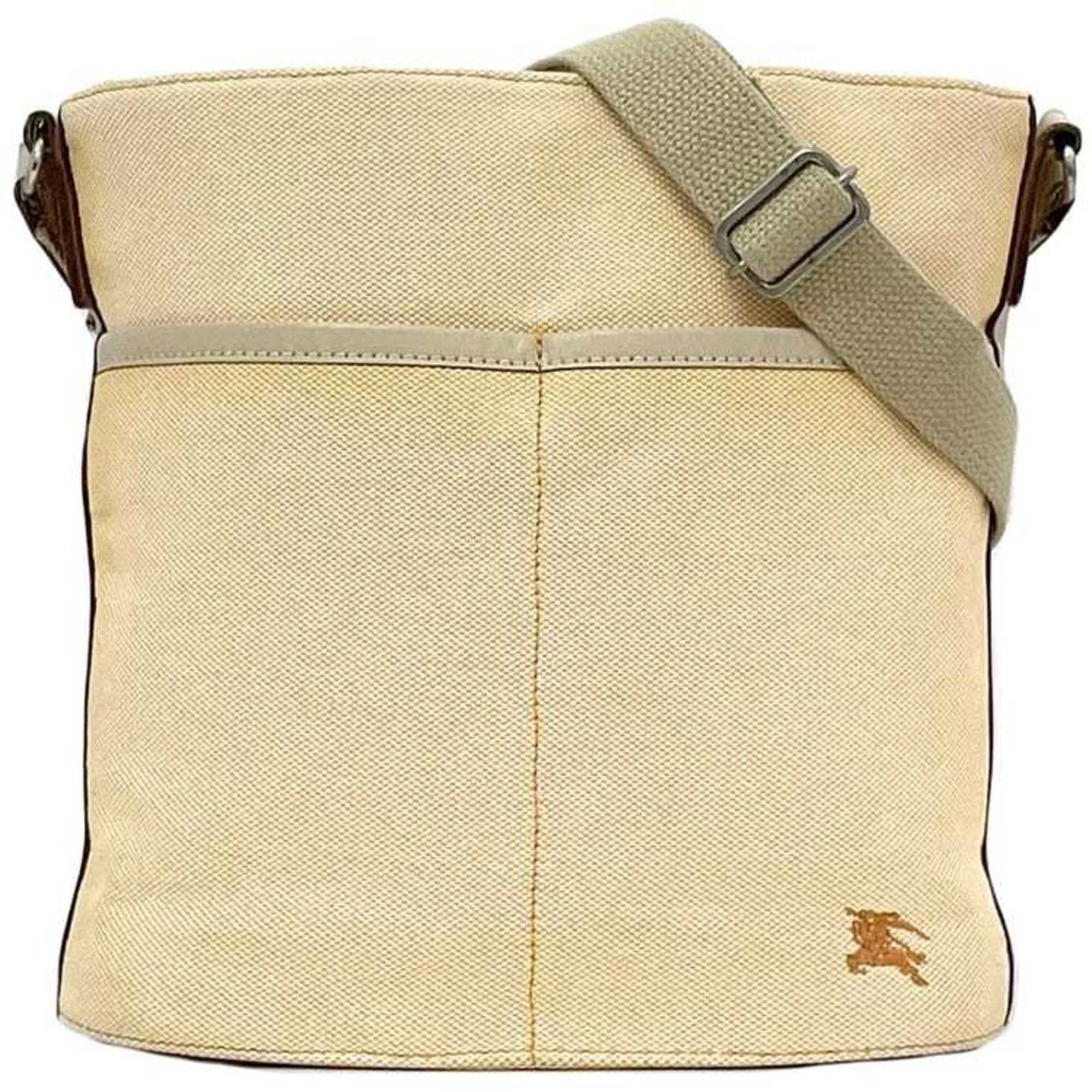 Burberry Beige Orange Canvas Shoulder Bag