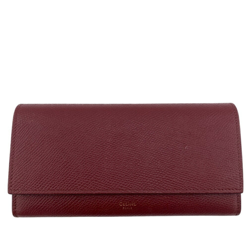 Celine Bordeaux Leather Long Wallet (Bi-Fold)