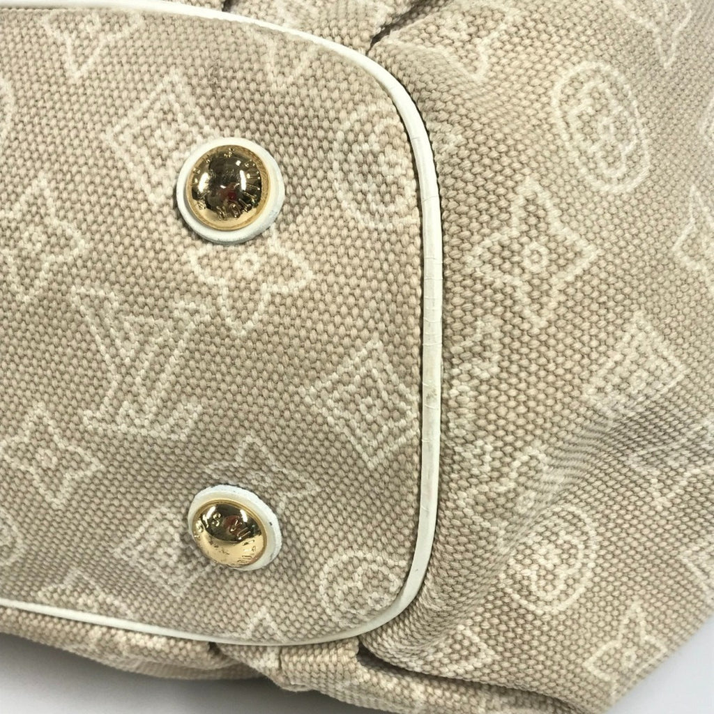 Louis Vuitton Beige White Canvas Leather Shoulder Bag Tote Bag