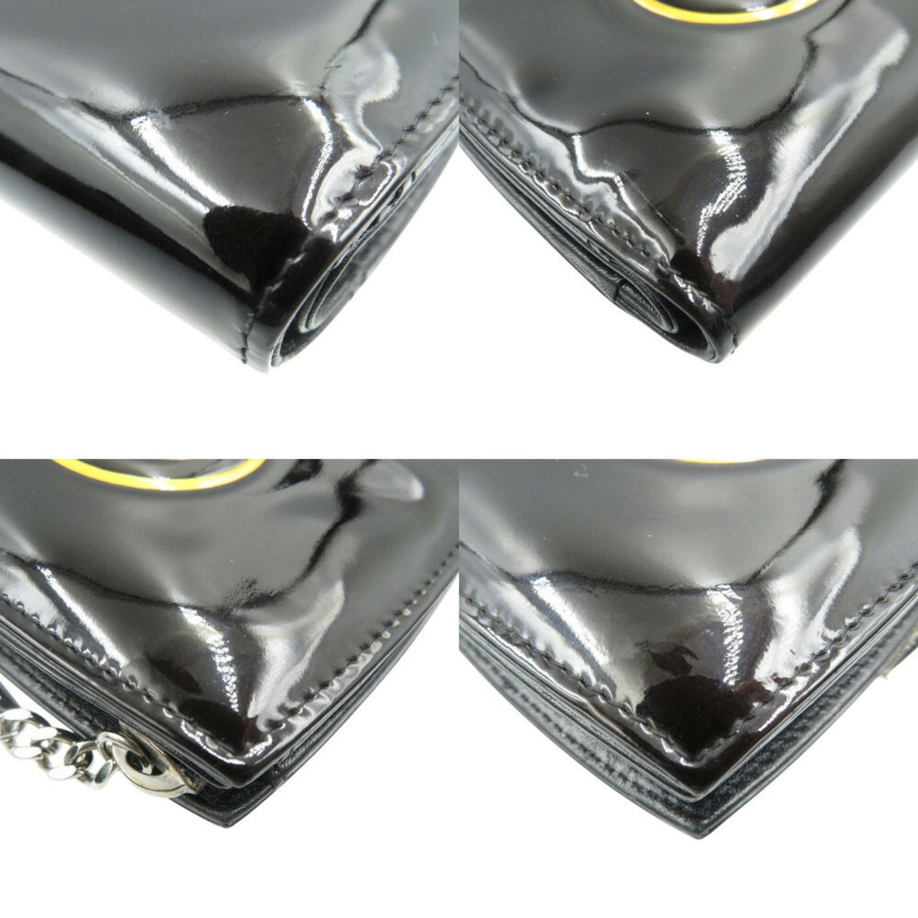Chanel Black Yellow Patent Leather Wallet (Bi-Fold)