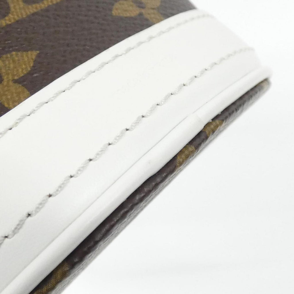 Louis Vuitton Blanc Marron Coated Canvas Leather Handbag Pouch